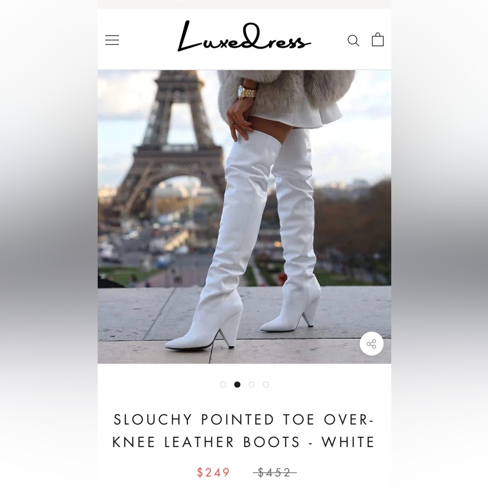 Over knee boots Heel White size 9 but running small like 8,5